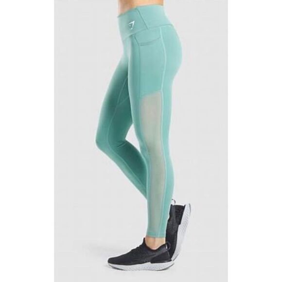 Gymshark Training Tights Mesh Side Pockets Leggings Army Green Size Medium - Picture 2 of 13